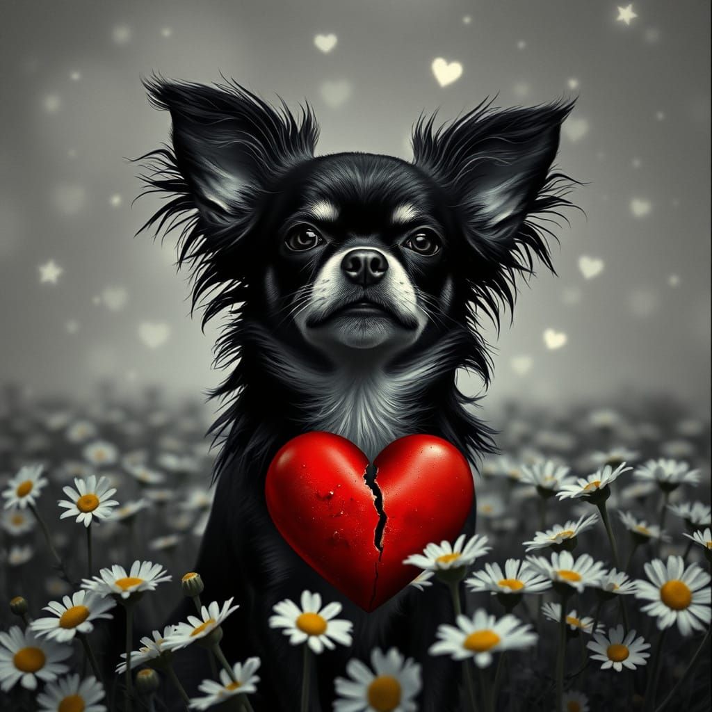 Heartbroken Chihuahua in Neo-Surreal Starscape, Film Style