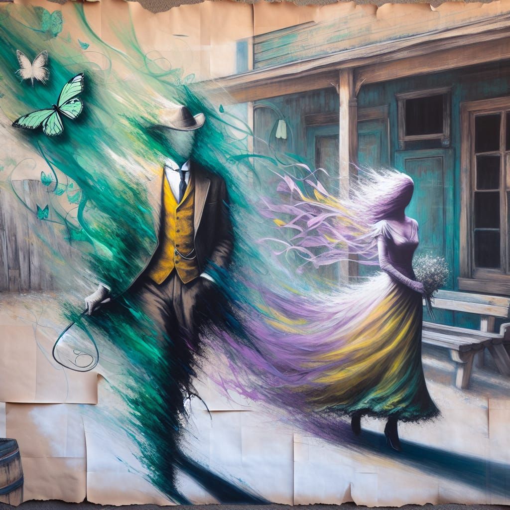 Ethereal Romance in a Whimsical Western Town