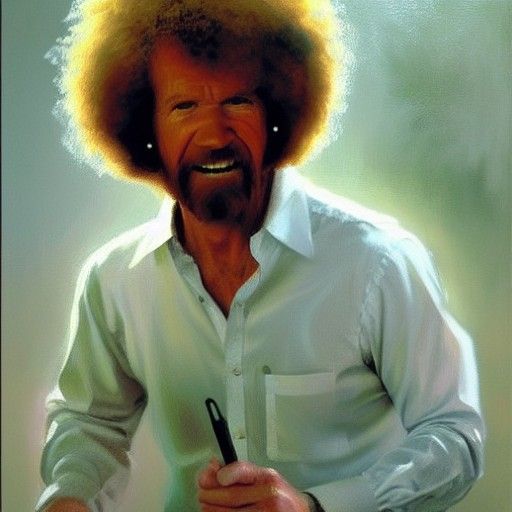 Bob Ross when he makes some not so happy mistakes.
