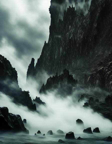 <lora:Black nightmare:1.0> Nightmare black and green spider, many legs, thick mist, black dark cave with rocks