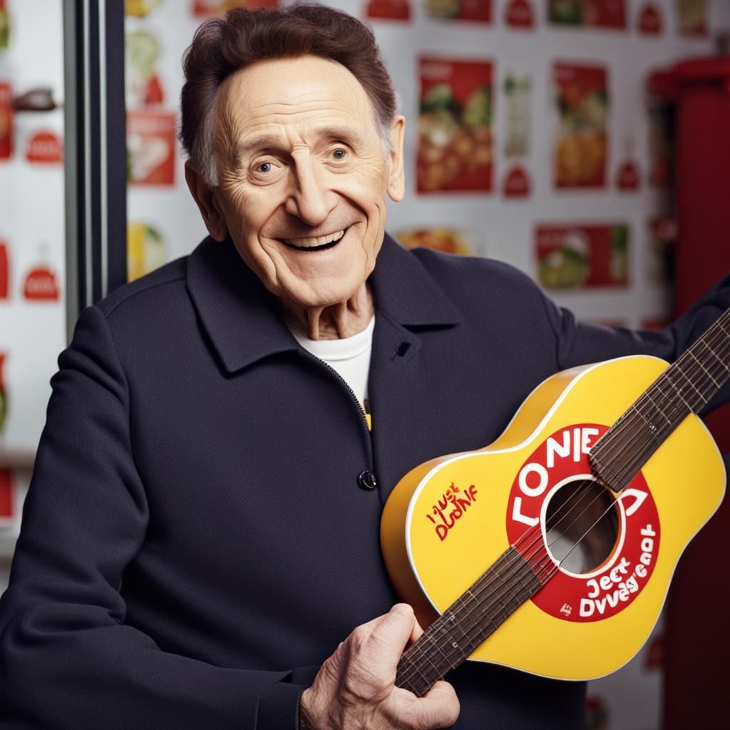Lonnie Donegan starring in a Just Eat advert