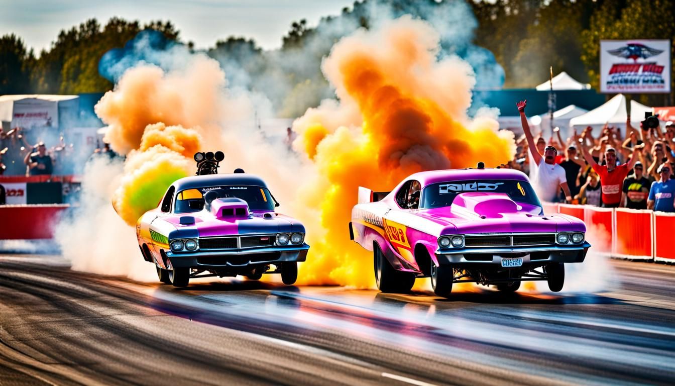 Dragsters racing down the drag strip AI Generated Artwork NightCafe
