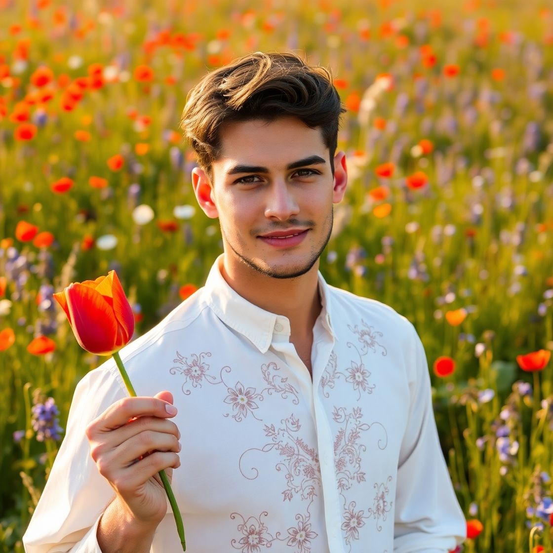 A young man with a Tulip