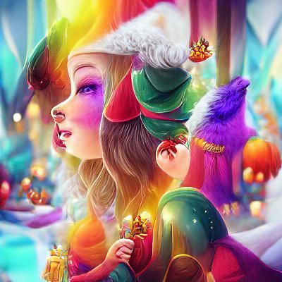 Beautiful Colorful Christmas Fantasy Illustration 