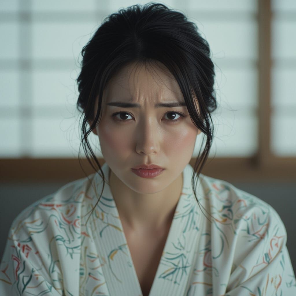 Exhausted Japanese Woman Pushing Limits for Love