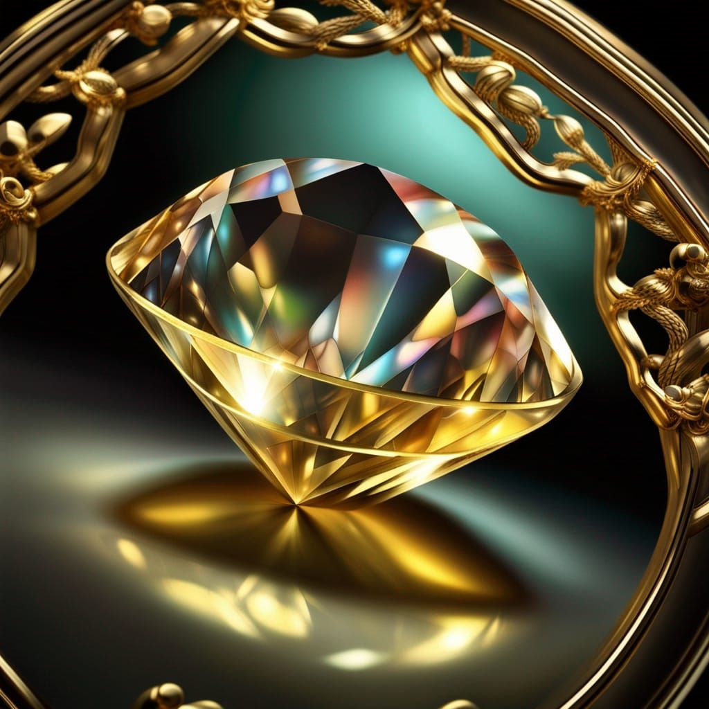 Flawless diamond gemstone. Cabochon cut with beautiful facets, lit from