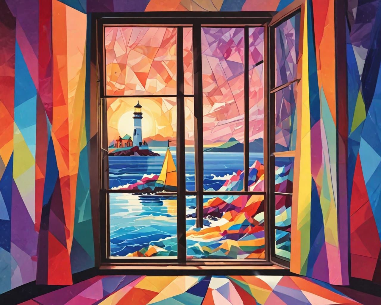 Lighthouse. Abstract scene.