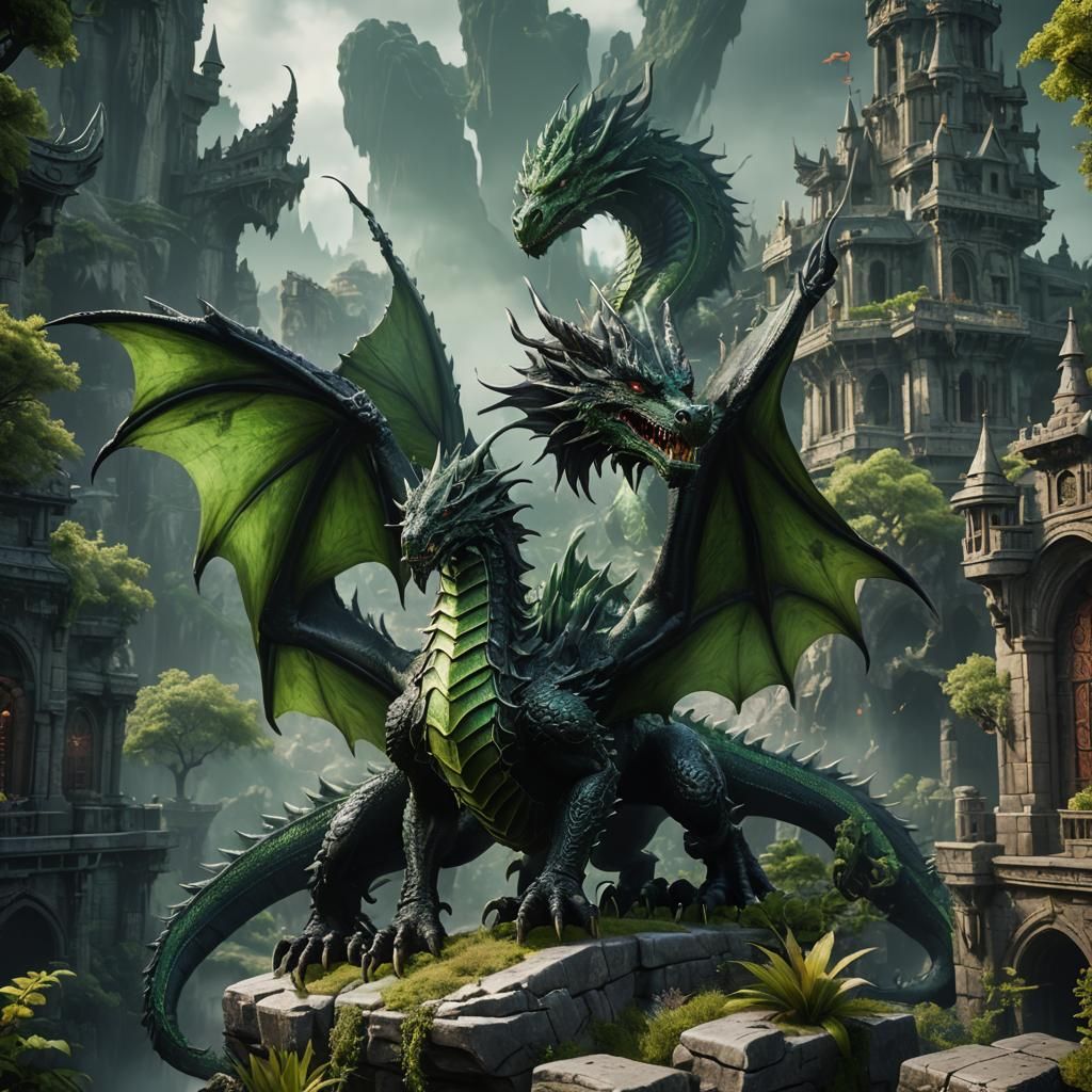 black and green dragon