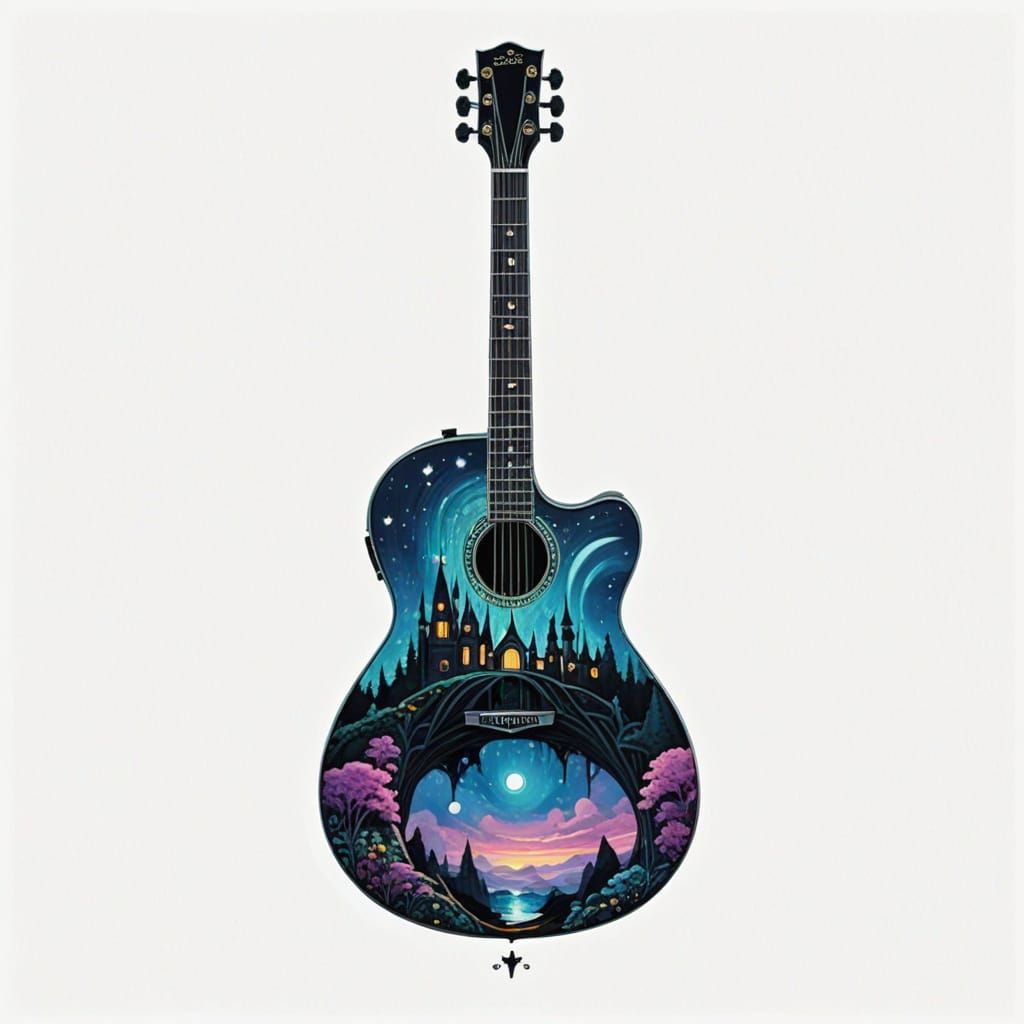 Luminous Bridge Between Floating Fairy-Tale Castles