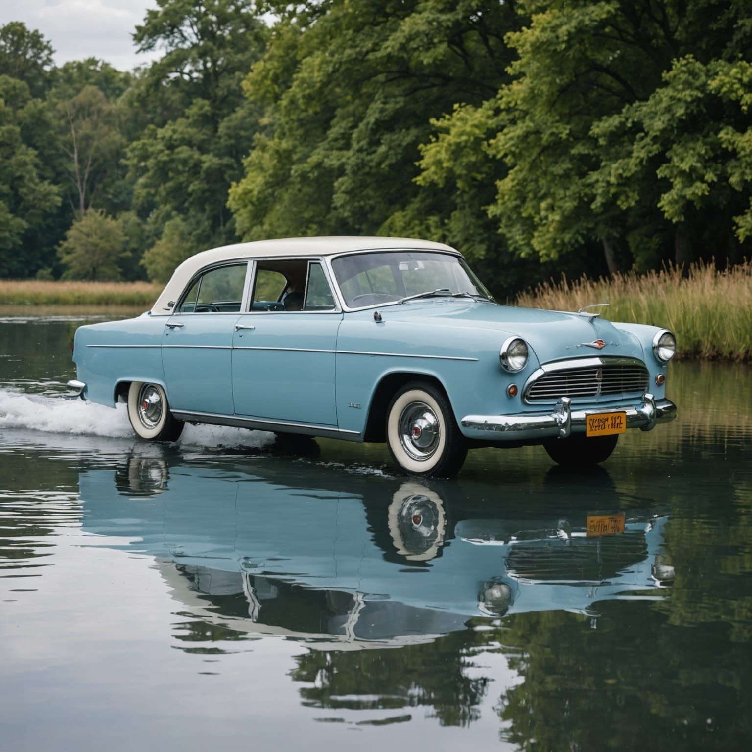 Nash Rambler pale blue gliding on Water  by @CBear