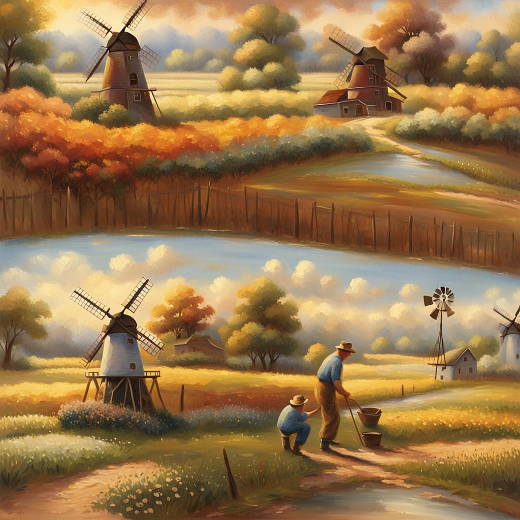 As the Windmill Farmer was hoeing his farm in the countrysid...