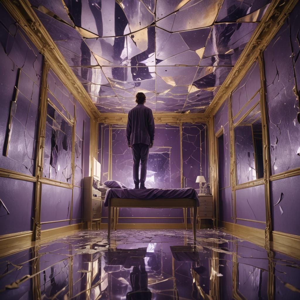 Upsidedown surreal astral projection ultimate dark hq 4k nightmare reality bedroom 50/50 twin world mirror reflection uncanny
