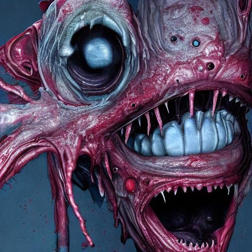 Horrifically disfigured blood alien high res 4K detailed
