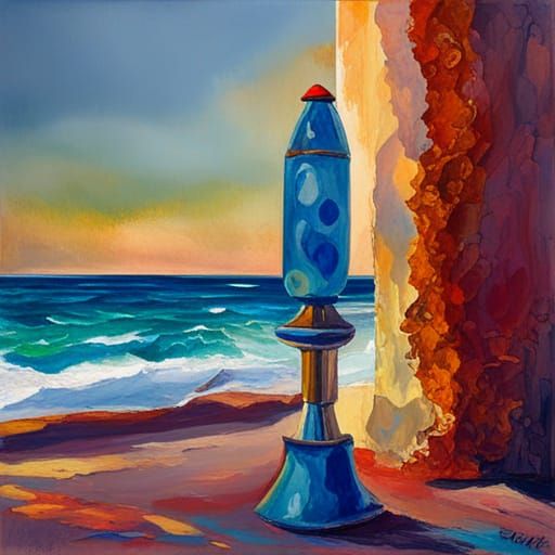 "Lava lamp" blue as the ocean and sky.