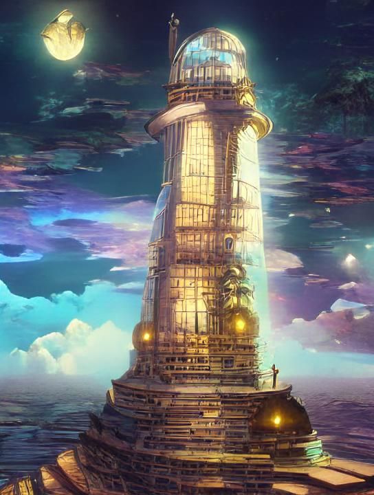 Solarpunk Lighthouse with Artistic Zazz