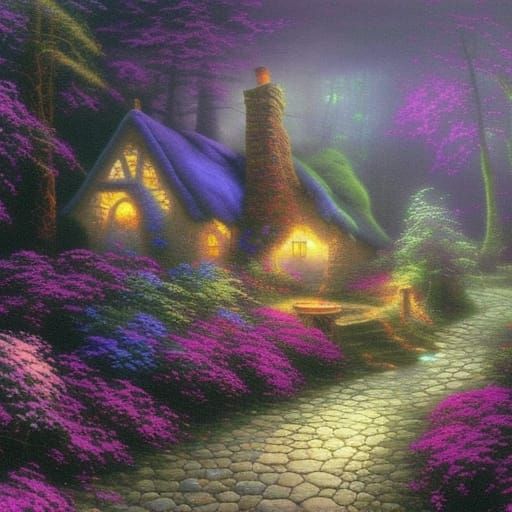 magical cottage in the haunted forest