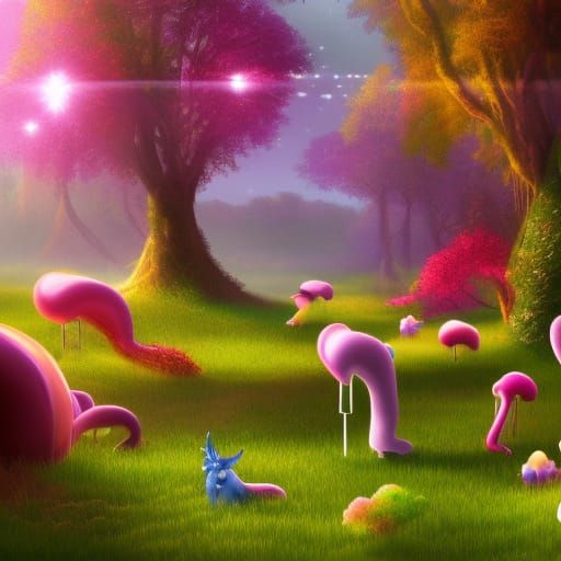 Cotton Candy Forest with its unknown inhabitants - AI Generated Artwork ...