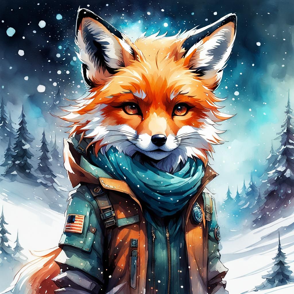 Fox in the snow  by @DarkBanshee