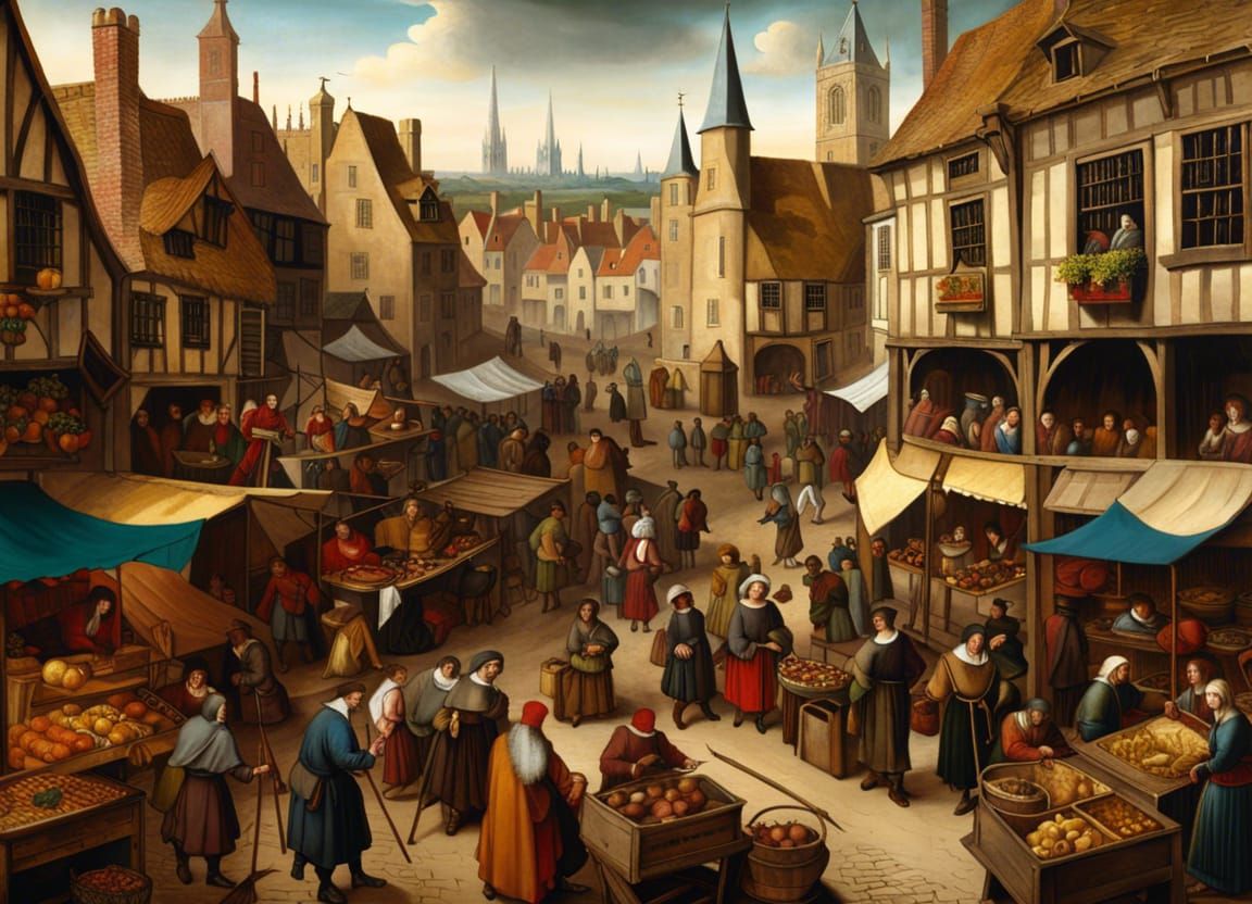 Bustling medieval market  by @Rock Hammer