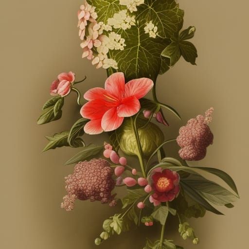 botanical illustration, Savory Secretary, white background, ...