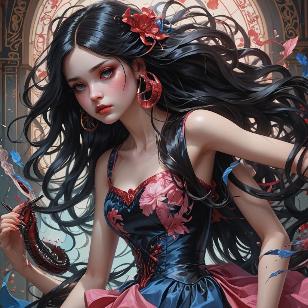 Elsa the Leech Woman with her favorite leech in hand (portrait variant)