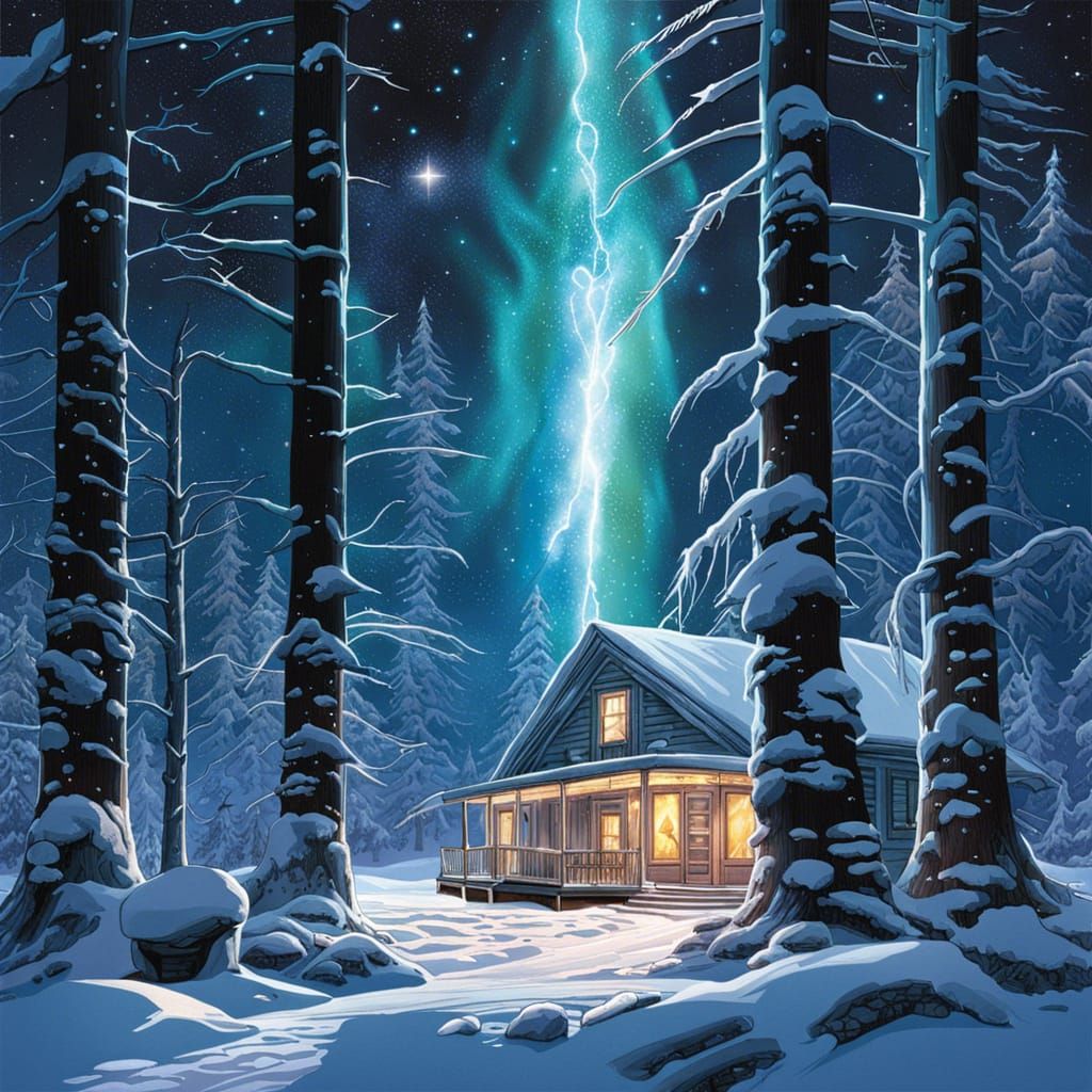 Winter night   by @cheesepuff 