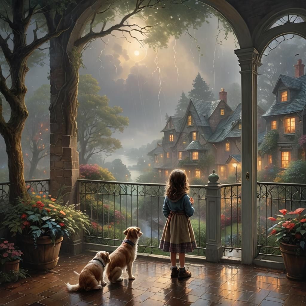  a little girl watching the rain  by @Capriflower