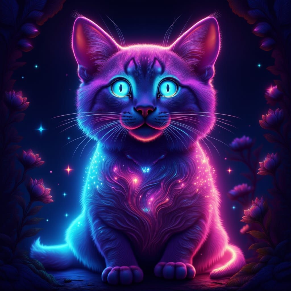 A glowing cat <lora:Luminescence:1.0>