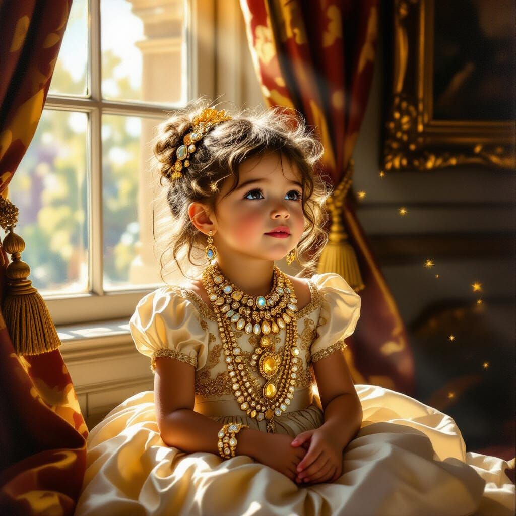 Opulent Baroque Portrait of a Jeweled Child