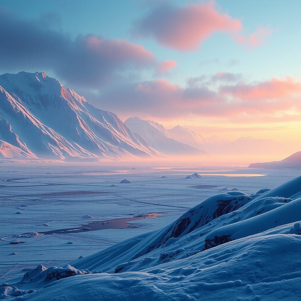 Ethereal Icy Landscape in Hyperrealistic Concept Art Style