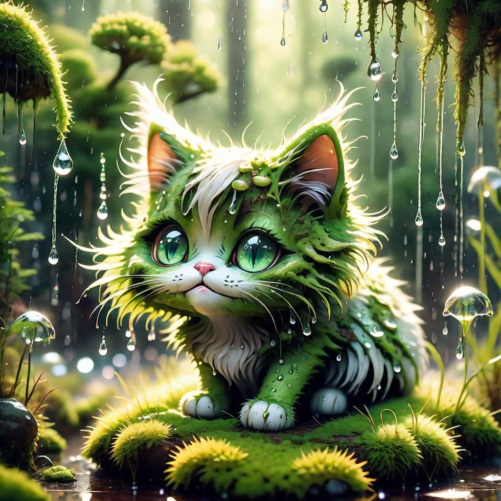 Chibi Moss Cat  by @MistyCrystal