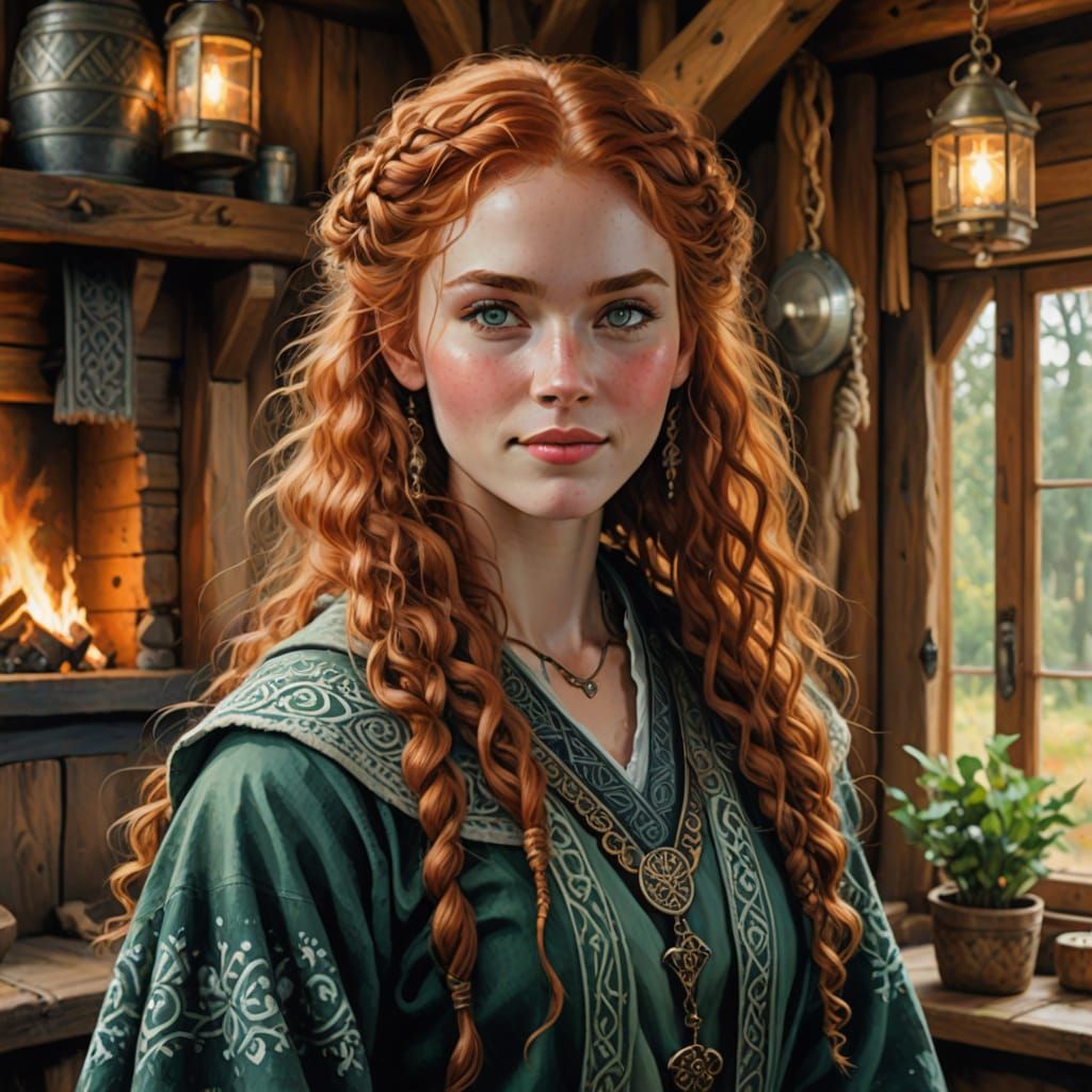 Norse Goddess in Whimsical Watercolor