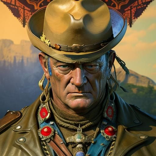 John Wayne with Bare Head and no Hat
