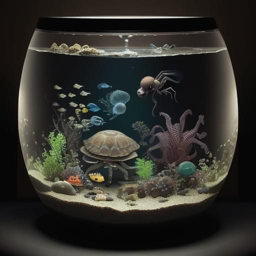 Aquarium Fish Bowl filled with Ostrich embryo, Spider legs, brown vomit ...