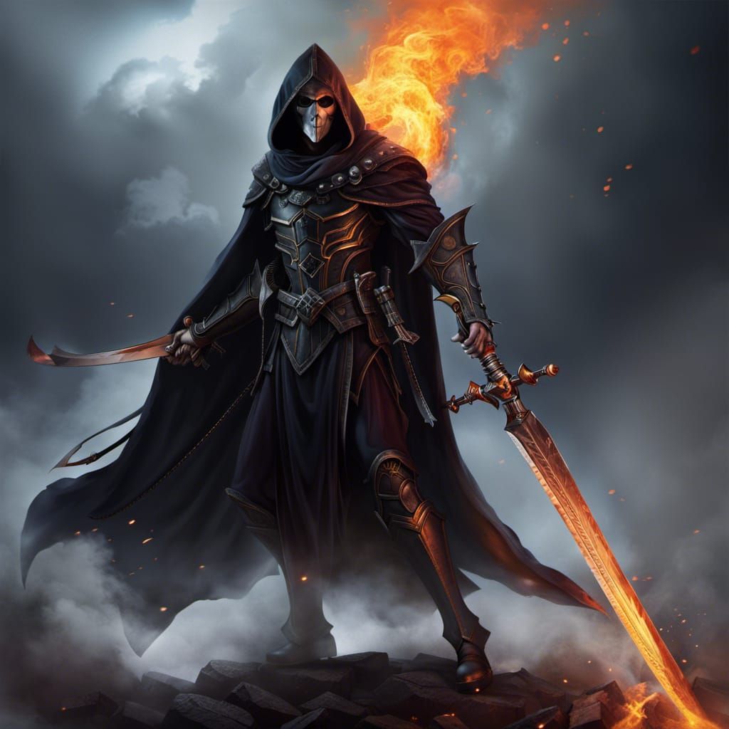 a reaper with a flaming sword - AI Generated Artwork - NightCafe Creator