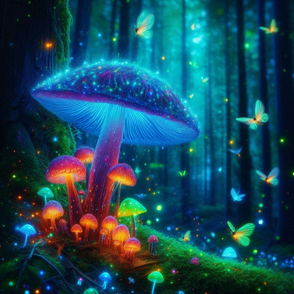 Whimsical mushroom with fungi