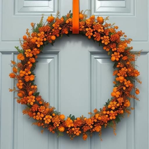 A vibrant orange wreath. Combine orange berry sprays and stems of two-tone orange leaves for a showstopping ...  by @undefined