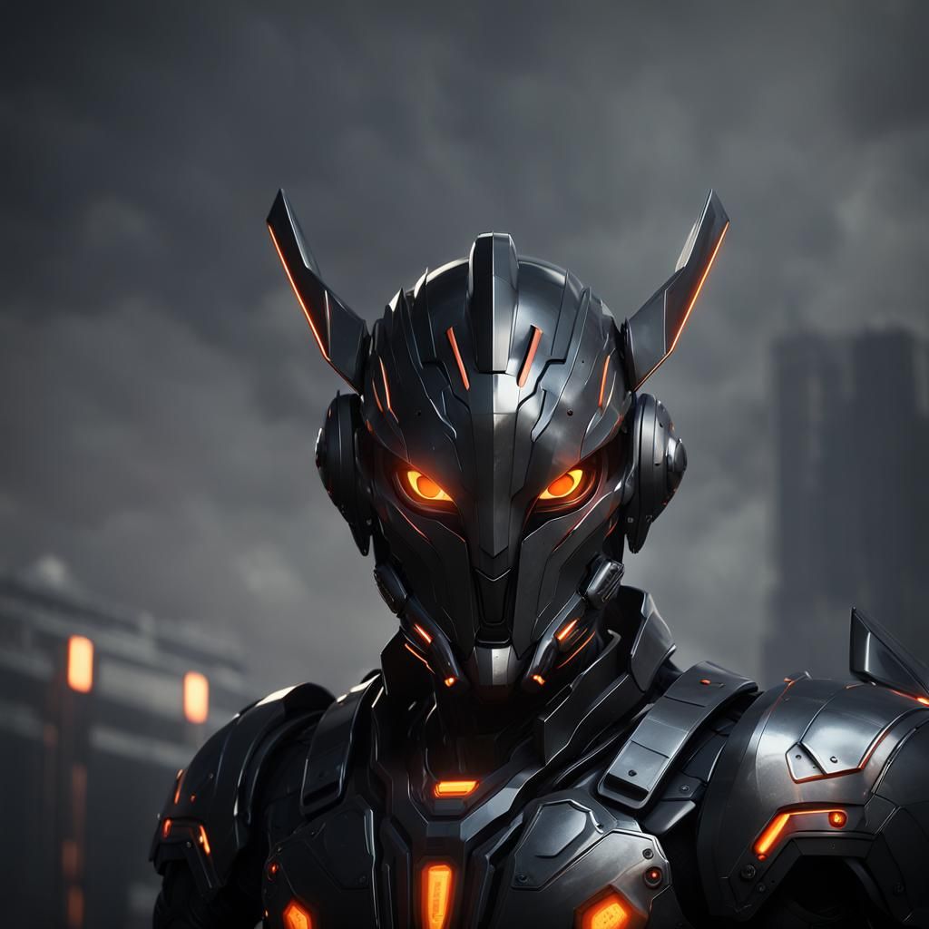 black Dark chrome orange, Orange eyes Guyver dark hero mask, plate ...