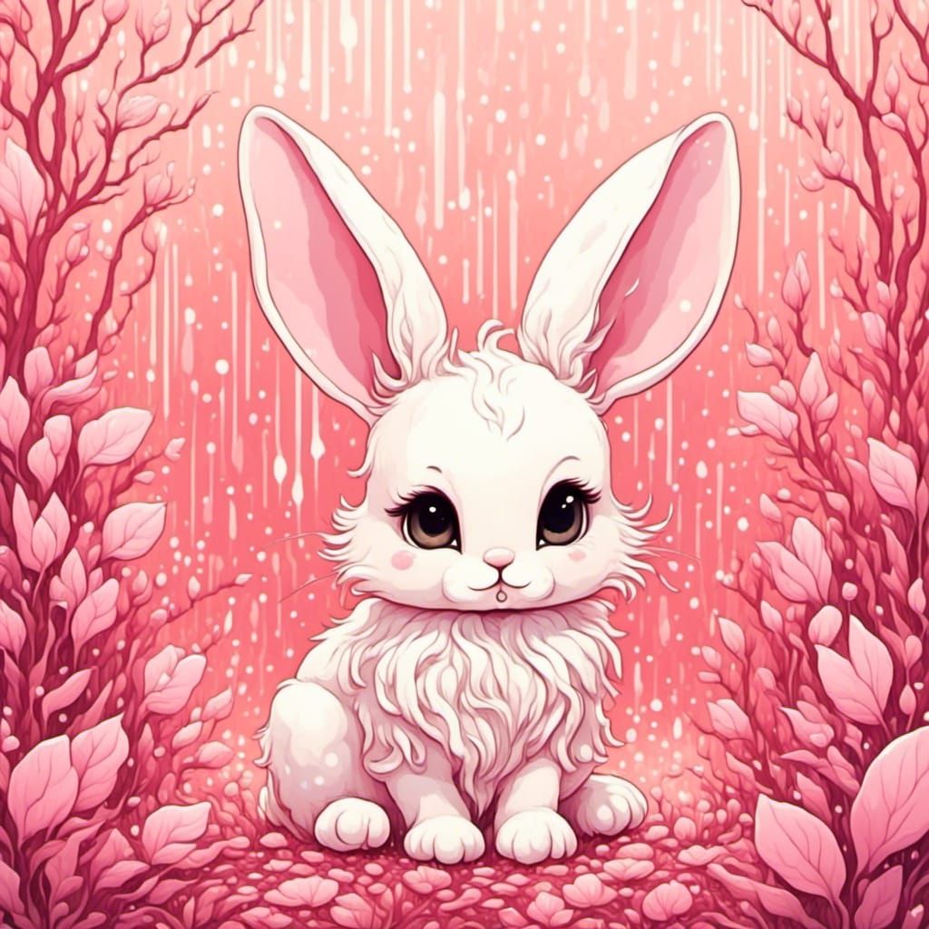 Cute bunny pink background<lora:Cute Animals:1.0>