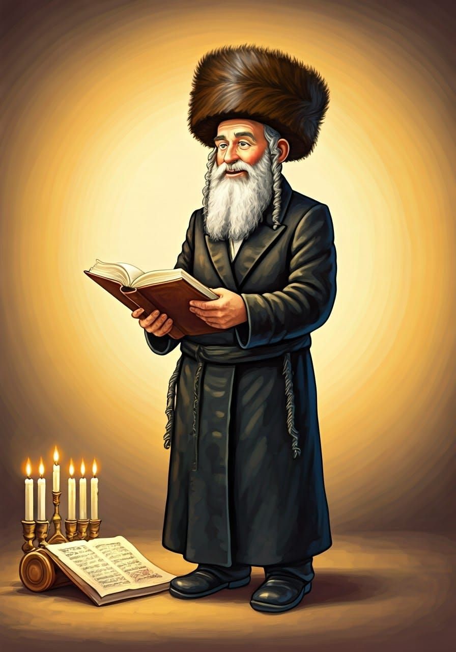 Joyful Jewish Man with Torah Scroll, Chagall Style