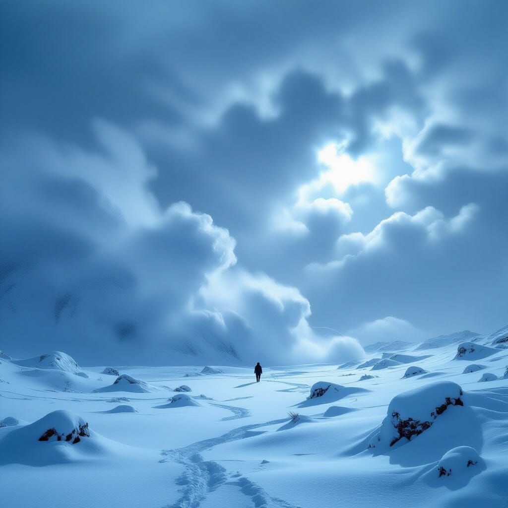 Dramatic Snowstorm Landscape in Caspar David Friedrich Style