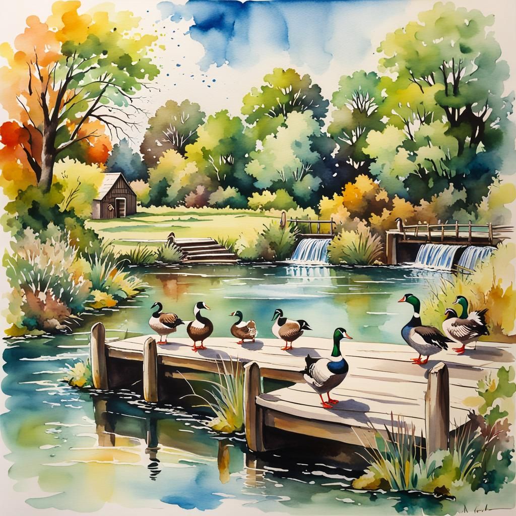 Beautiful weir on summer day  by @Pea-nut