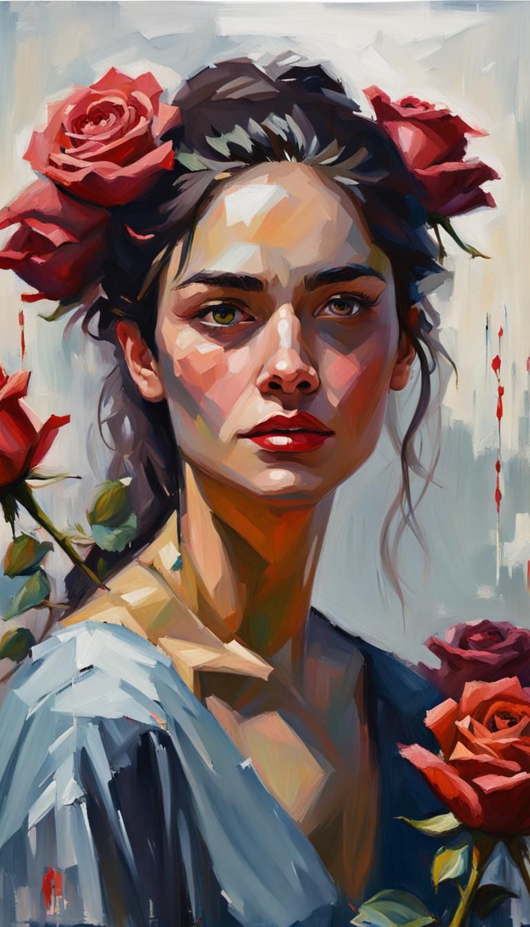 White beautiful woman roses,8k resolution concept art portre...