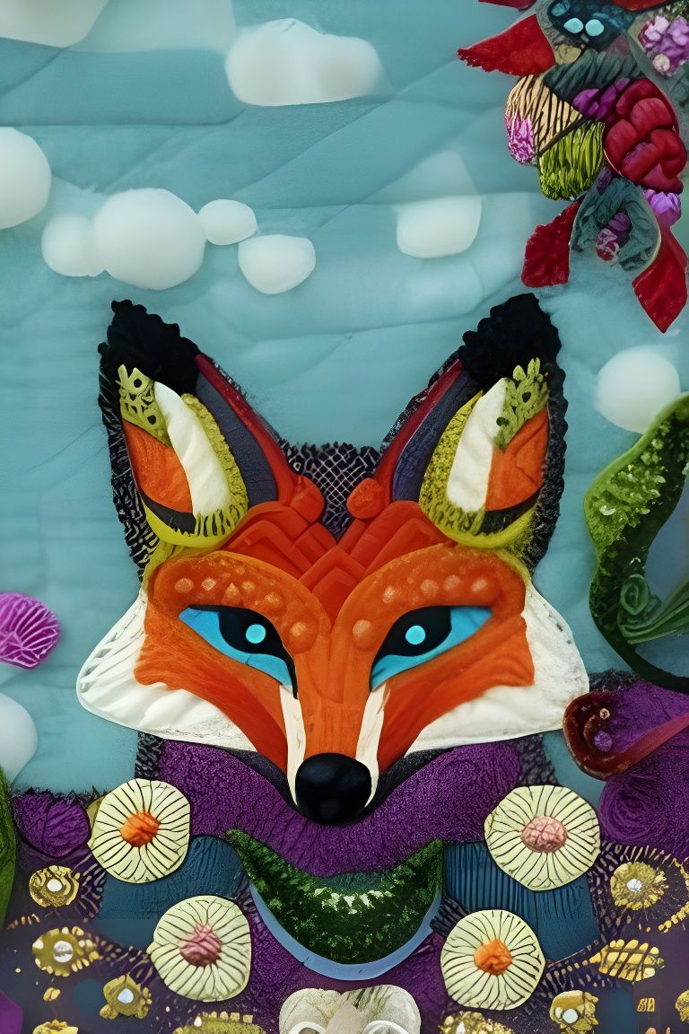 Needlework Fox III AI Generated Artwork NightCafe Creator