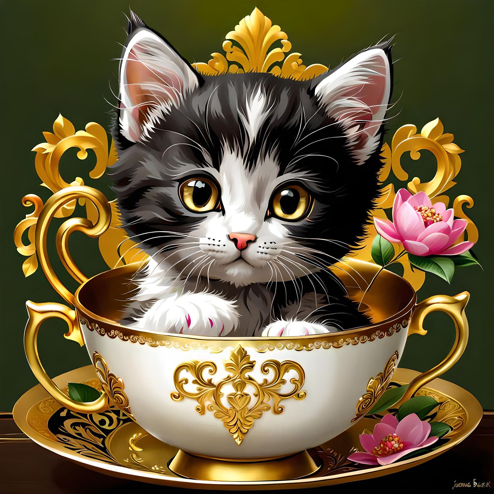The Cutest Kitten Sitting in the Teacup