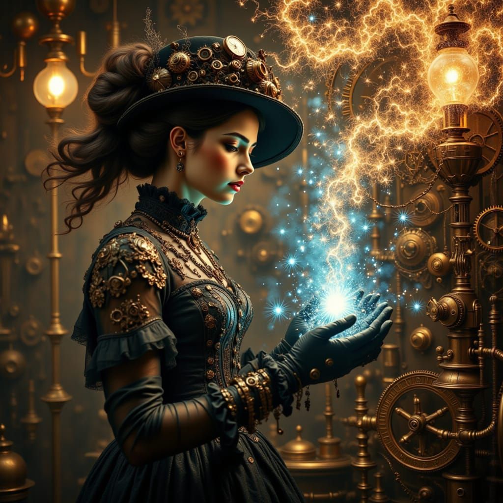 Victorian Woman with Steampunk Machine