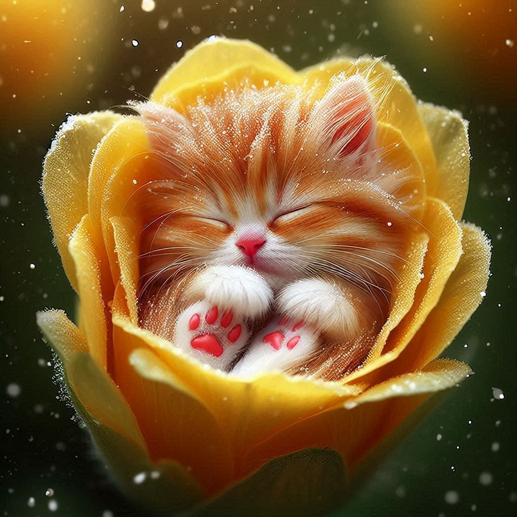 Soft kitty, warm kitty, little ball of fur! Happy kitty, sle...