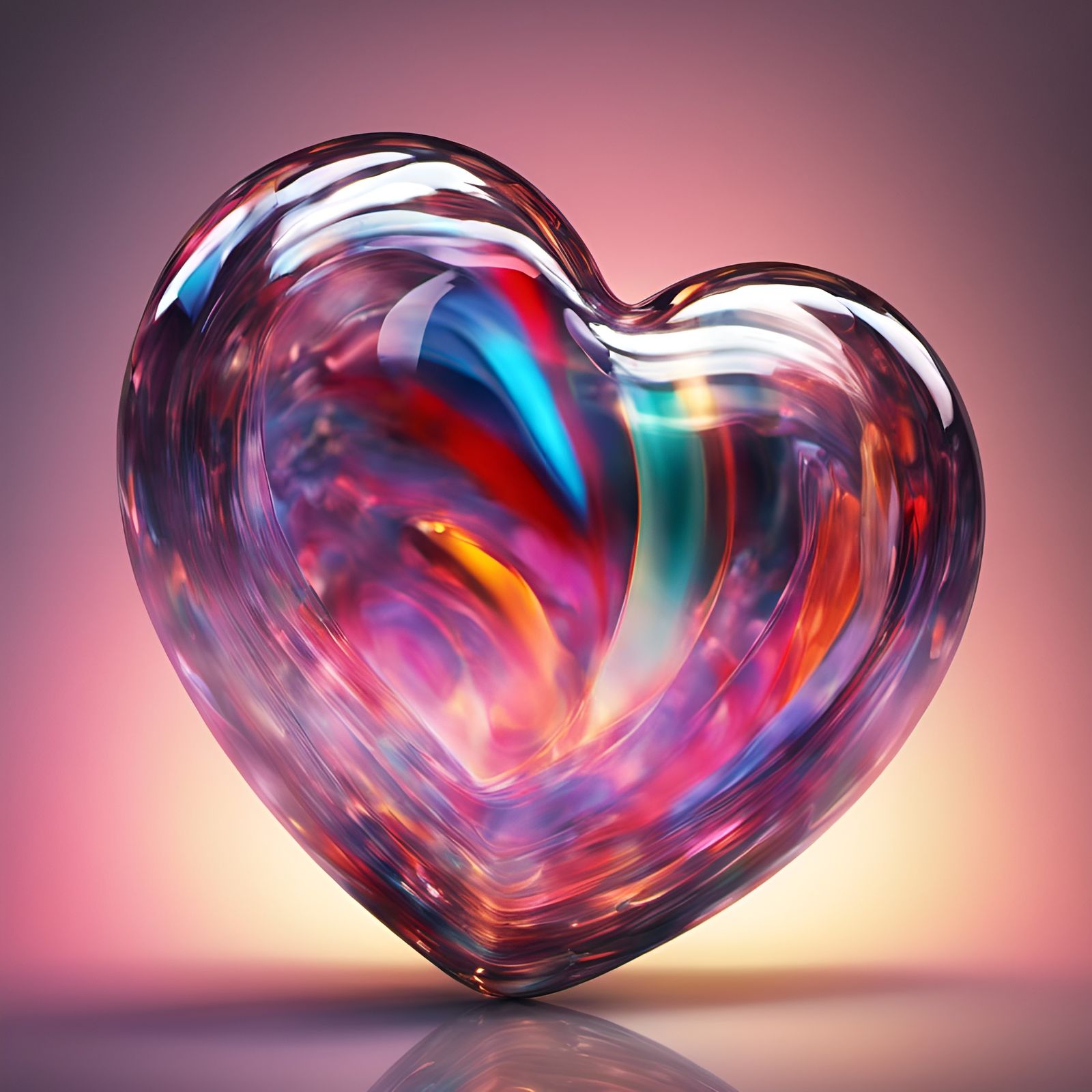 ultra shiny glass heart shape with colourful background, highly detailed,  cinematic, photo-realistic - AI Generated Artwork - NightCafe Creator