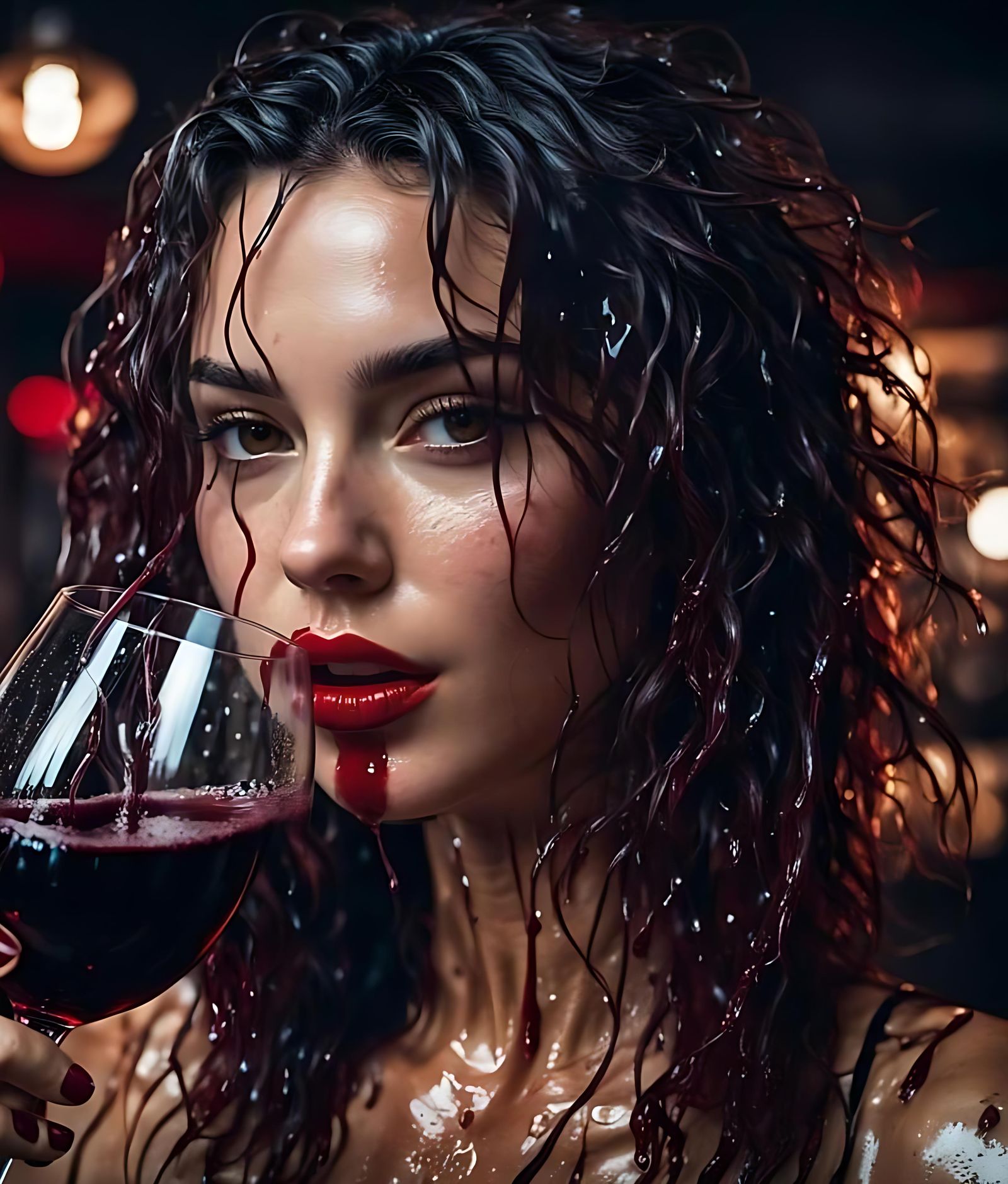 Red lips and wine ships 🍷