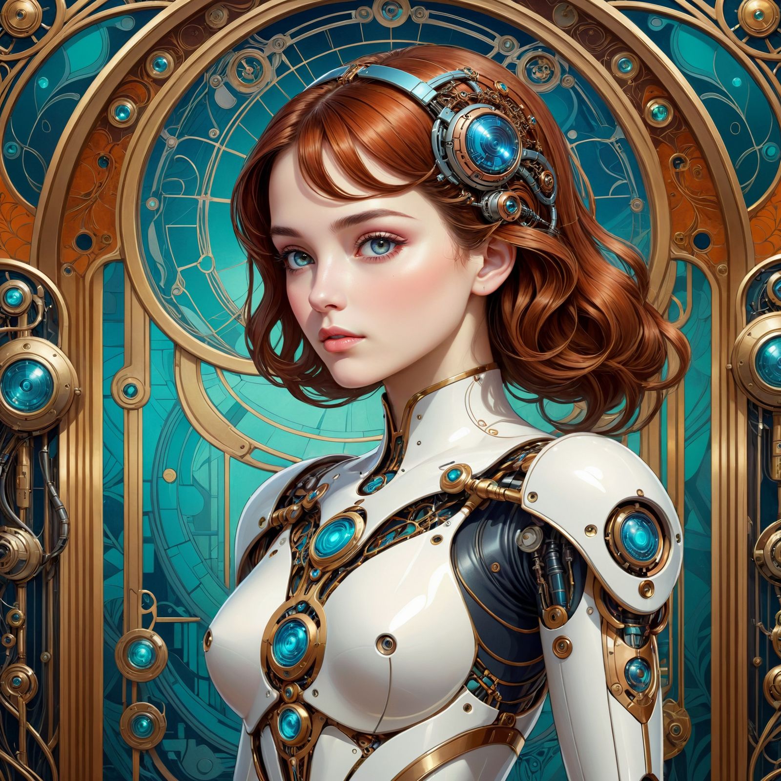 Retro-futuristic cyberwoman.